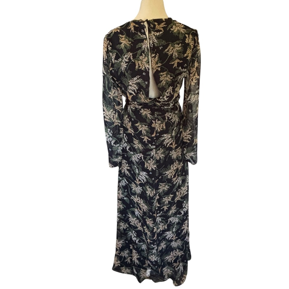 Dress Forum Black Floral Maxi Dress with Gold Palm Print - Picture 4 of 9